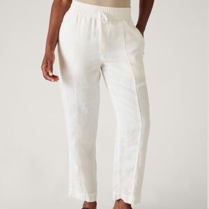 NWT - Athleta White Ankle Linen Pants - Size S
